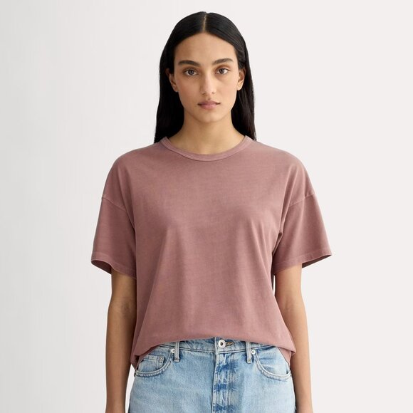 Everlane The Boyfriend Tee in Essential Cotton in Brown Garment Dye, Size Small - Picture 1 of 8